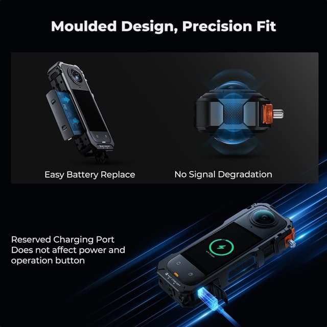 Detalle de K&F CONCEPT Alloy Camera Cage for Insta360 X5 + 3-Pack Lens Protectors