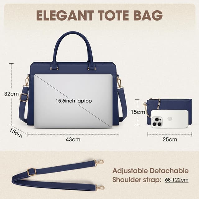 Thumbnail 5 de RAINSMORE Shopper Damen Laptop Tasche 15,6