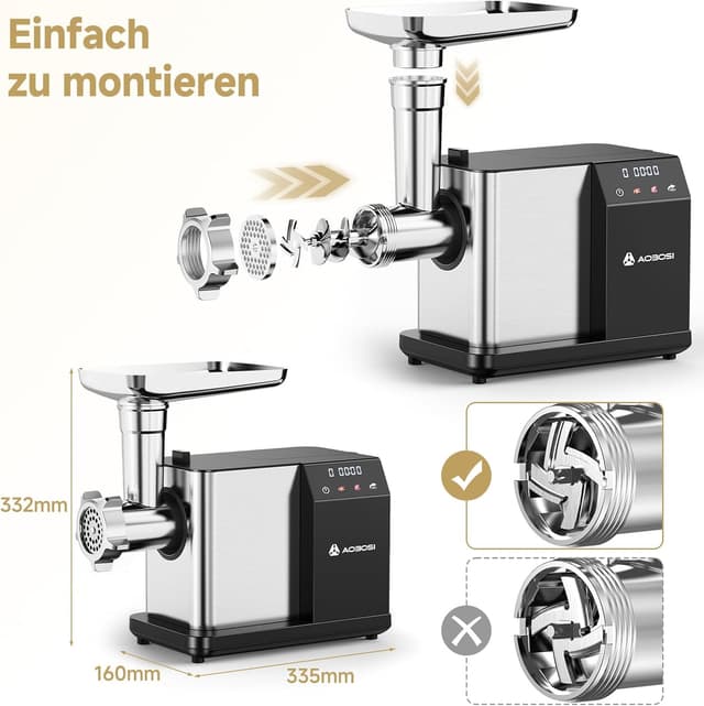 Thumbnail 6 de AAOBOSI Fleischwolf Elektrisch 3000W max