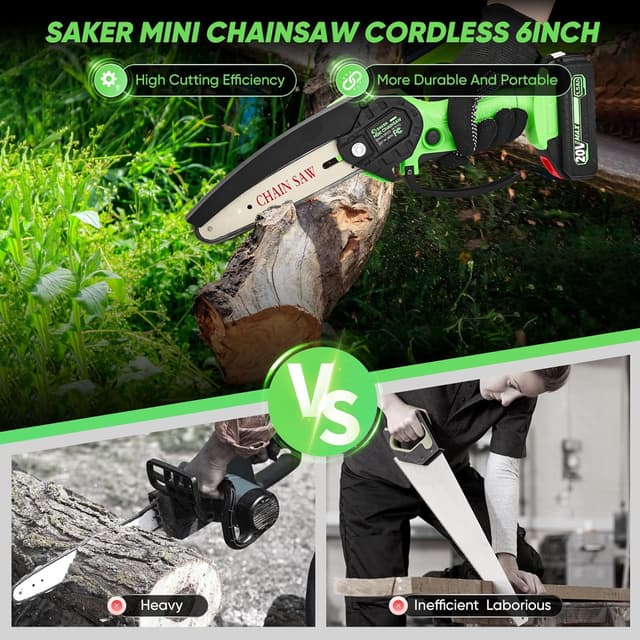 Detalle 2 de Saker Electric Mini Chainsaw 6-inch cordless saw