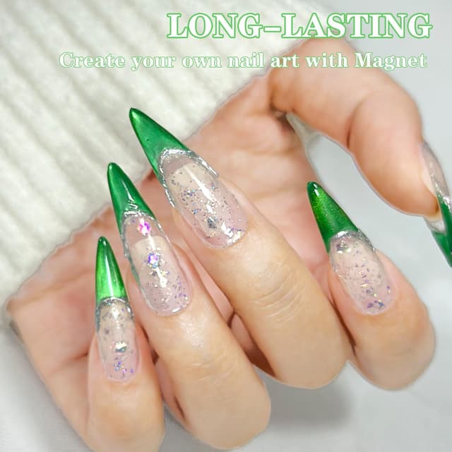 Detalle 2 de Senvenski Gelatina Vetro Cat Eye con bacchetta magnetica semipermanente Giada Verde (15 ml)