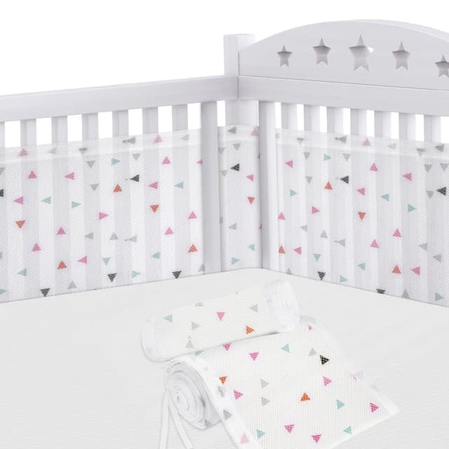 Detalle de Aolso Bettumrandung fürs Babybett – 2 Nestchen mit Kantenschutz, abnehmbar (340 cm x 30 cm + 160 cm x 30 cm, Dreieck)