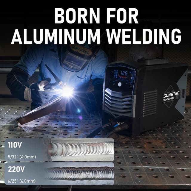 Detalle de Sunstac 250A AC/DC Aluminum TIG Welder with Pulse (110V/220V Dual Voltage)