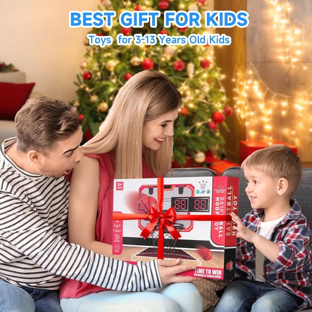 Detalle 2 de Indoor Basketball Hoop for Kids (Ages 4–12) — Over-the-Door Mini Hoop With Electronic Scoring, Countdown & Music