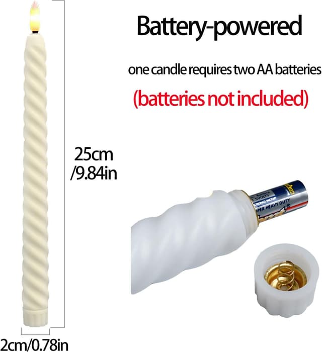 Detalle 2 de HOUSN set di 6 candele LED con fiamma tremolante, timer e telecomando (2 x 25 cm), in avorio