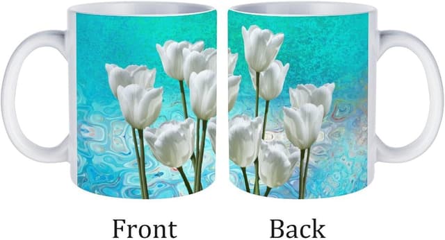Detalle 2 de ENSFTF 11 oz White Ceramic Mug with Fade-Resistant Tulip Pattern Prints