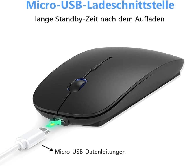 Detalle de LEAPEST Dual-Mode kabellose Bluetooth Maus mit USB-C/USB 2,4-GHz für MacBook, iPad, Laptop & Desktop (schwarz)