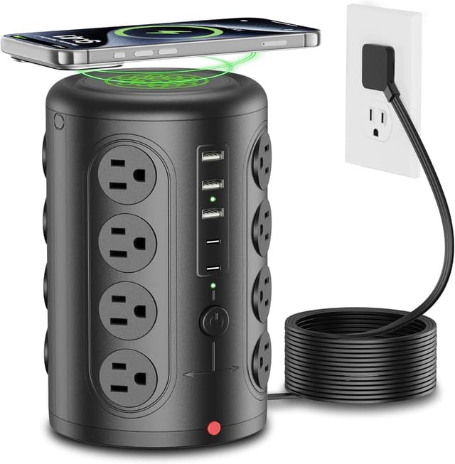 Detalle de TenTrend Power Strip Tower Surge Protector with 16 Outlets and 5 USB Ports (2 USB-C)