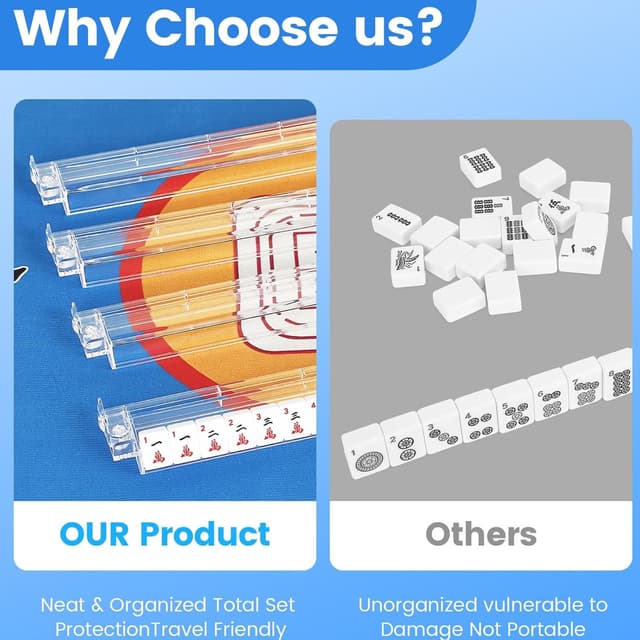 Detalle de Suncle 4PCS Mahjong Racks with Pushers (Clear Acrylic) — Modern tile racks with built-in pushers