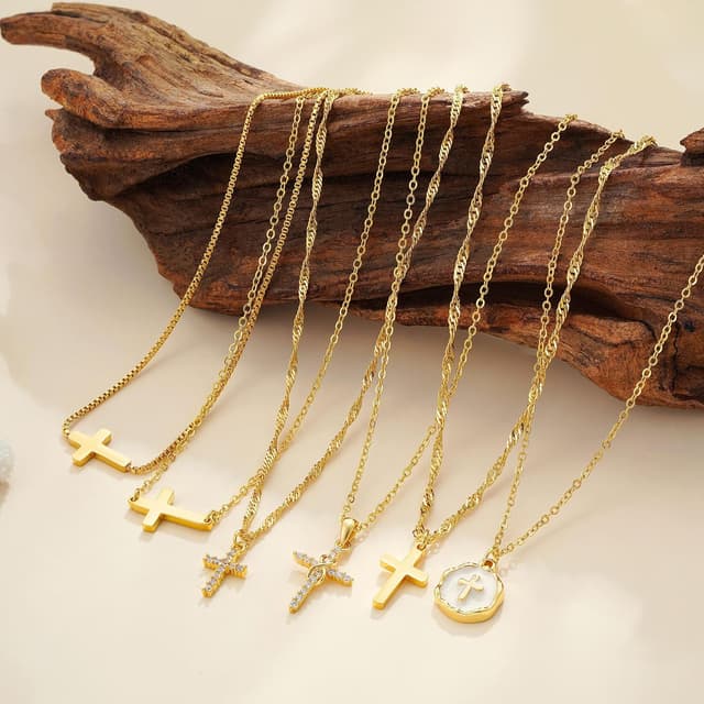 Thumbnail 6 de Fezodo Ostergeschenke Kreuzkette vergoldet (18K Gold/Weißgold), verstellbar, 40+5 cm – Kommunion- und Geschenkidee