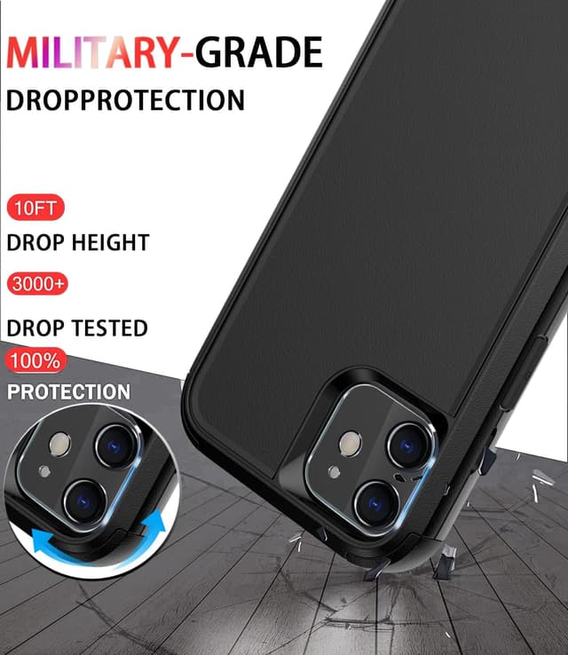 Detalle de Diverbox 3-in-1 iPhone 12 Case (Shockproof/Dropproof) with 9H Tempered Glass Screen Protector