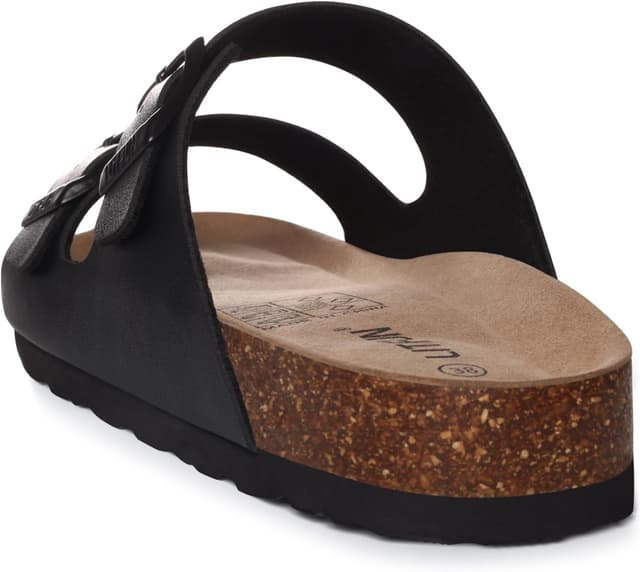 Detalle de Litfun Damen Pantoletten Sandale mit Korkfußbett und verstellbarer Schnalle