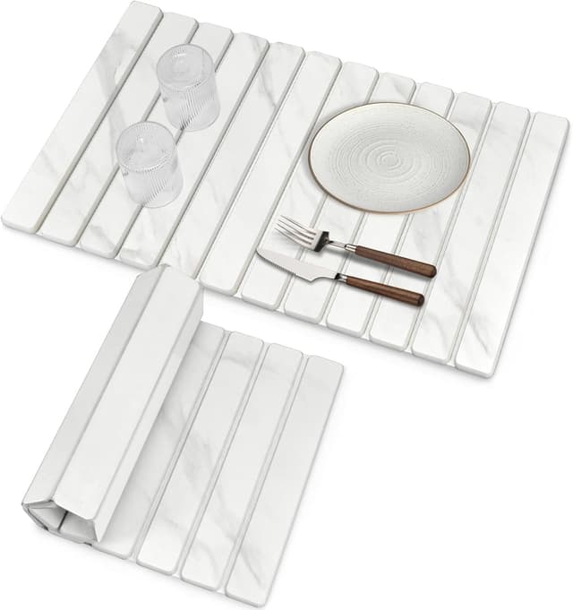 Detalle de Large Stone Dish Drying Mat 28" Marble 🧽