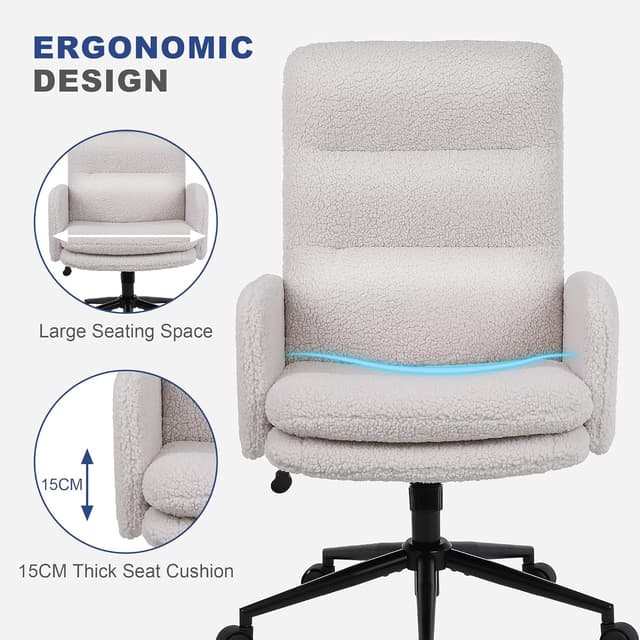 Thumbnail 4 de Youhauchair Desk Chair Cream faux cashmere, adjustable