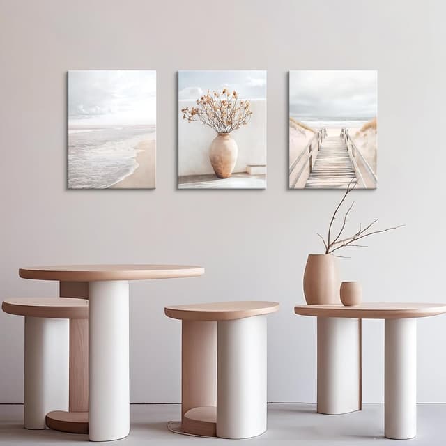 Detalle 2 de Pfad zum Meer 3er Leinwandbild Set