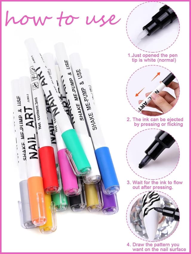 Thumbnail 6 de Kalolary 3D Nail Art Pens Set (12-Color) for DIY Manicure Patterns