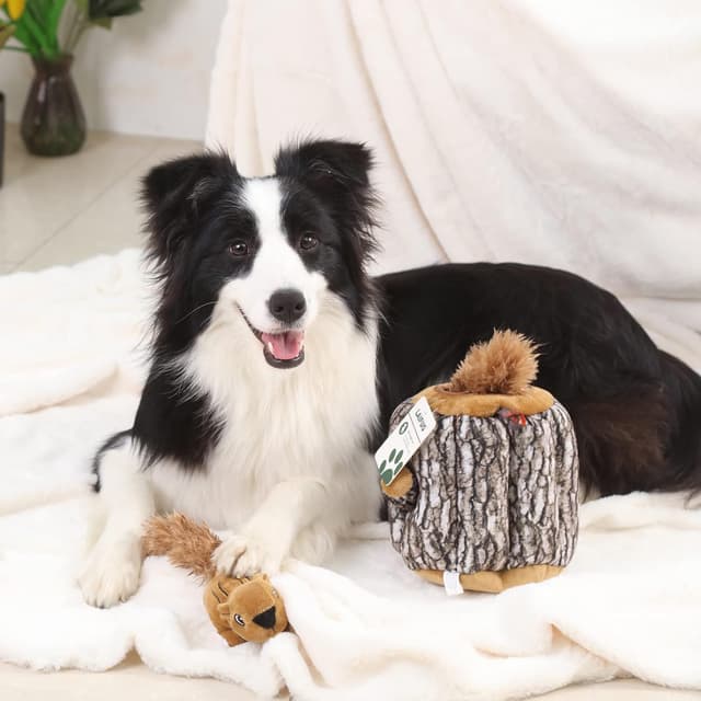 Detalle de Laifug Hidden Squirrel Plush Dog Toy – interactive squeaky hide-and-seek for dogs (L)