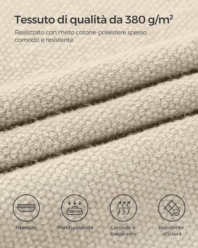 Detalle de SONGMICS amaca doppia 210 x 150 cm con portata fino a 300 kg, beige GDC15M