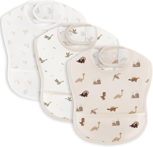 Detalle de Susurration Baby-Lätzchen wasserdicht mit Auffangschale – 3er-Set für Jungen und Mädchen