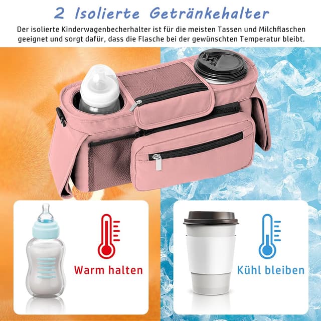 Thumbnail 1 de Tyuodna Kinderwagen Organizer Rosa 2 Becherhalter