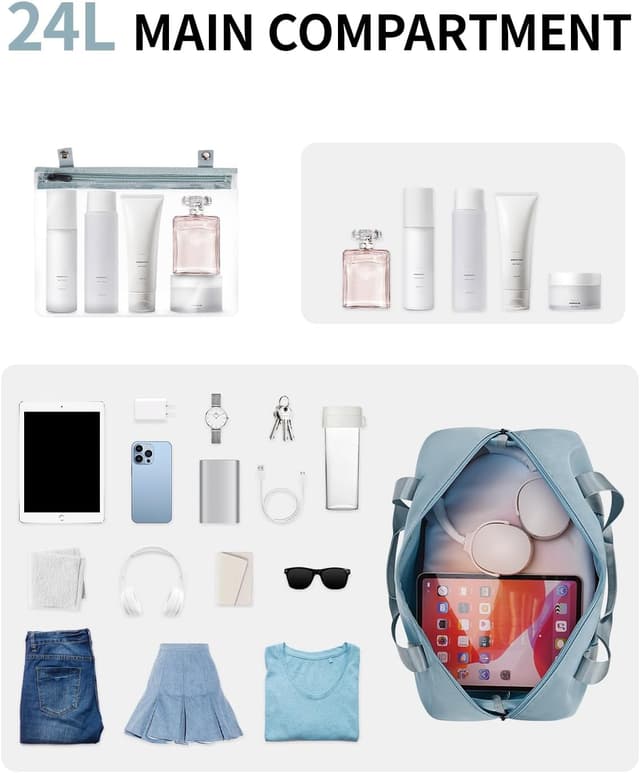 Detalle de ECOHUB 20L Handgepäck Tasche 40×20×25 cm für Ryanair – faltbar mit abnehmbarer Nass-Tasche (Grau)