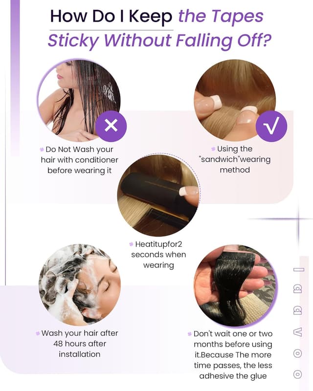 Thumbnail 6 de LaaVoo Tape-in Echthaar Extensions 55 cm, 100 g Ombre #2/8/2 (40 Strähnen)