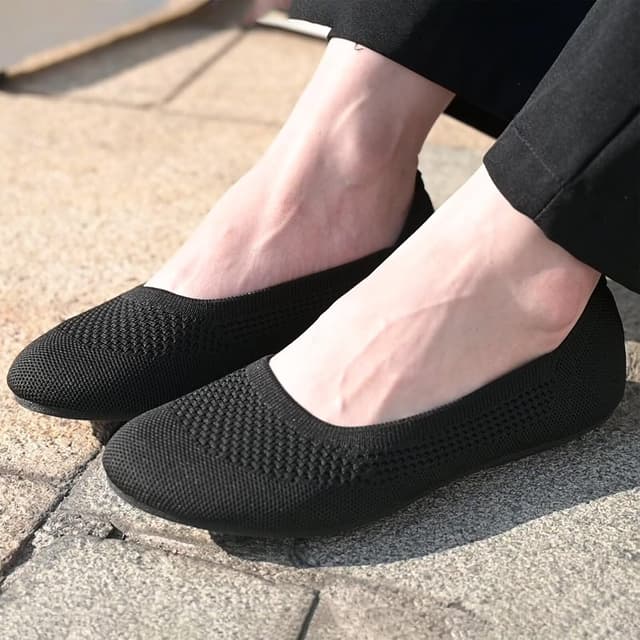 Thumbnail 6 de Puxowe Damen Strick-Ballerinas mit Rundkappe und flachem Slip-On – superweich für Spaziergänge