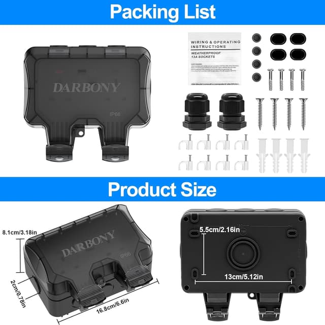 Thumbnail 4 de Outdoor Socket Waterproof IP66 Double 13Amp