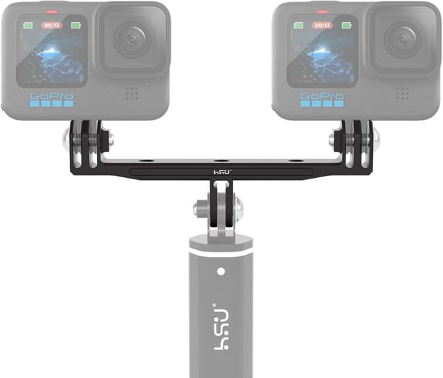 Detalle de HSU Aluminium Twin Camera Mount for GoPro – Longer dual adapter with 1/4 screw thread