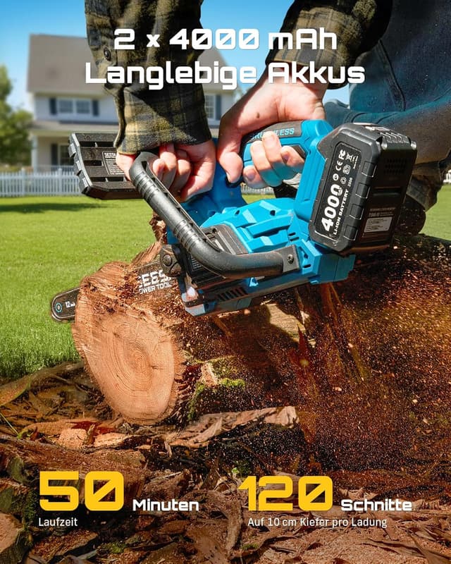 Detalle de SEESII Akku Kettensäge 12 Zoll mit 1200 W