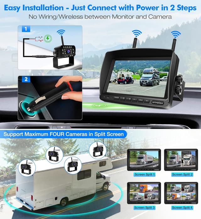 Thumbnail 4 de URVOLAX kabellose Rückfahrkamera mit KI 7 Zoll