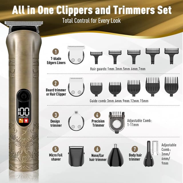 Detalle 2 de Haarschneidemaschine Profi Herren 17-in-1 Set inkl. Barttrimmer, LCD-Anzeige und Zero Gapped Präzisionstrimmer (USB-C)