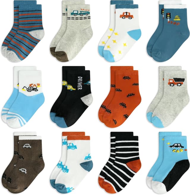 GENTABY boys crew socks 12 pairs