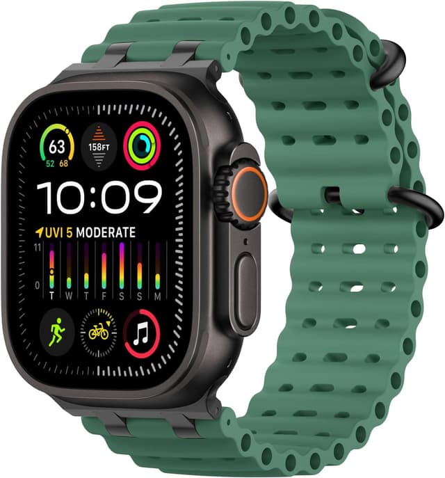 Detalle de MoKo Cinturino Ocean in silicone traspirante per Apple Watch Ultra 3/2/1 e Series/S.E 49–42 mm