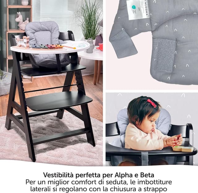 Detalle de LaLoona Cuscino Riduttore per Seggiolone Hauck Alpha/Beta (decorato) in cotone OEKO-TEX Standard 100