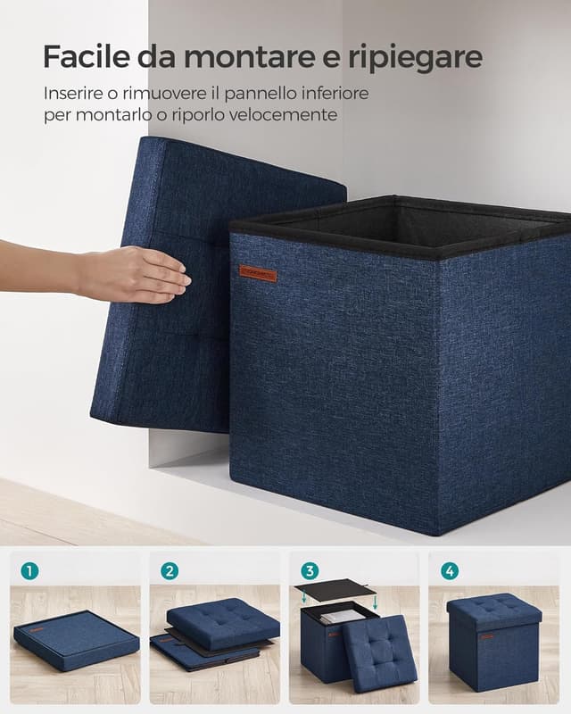 Thumbnail 6 de SONGMICS pouf contenitore pieghevole da 38 cm con panca e poggiapiedi LSF027K01