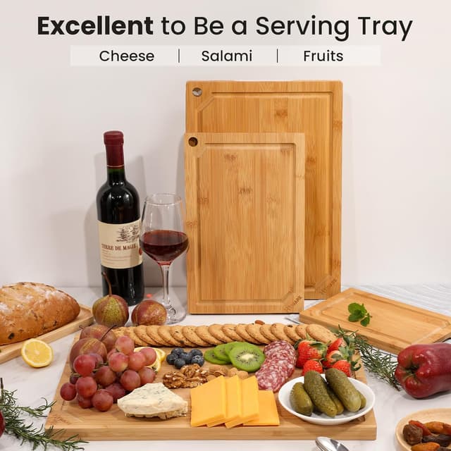 Thumbnail 5 de Hiware Extra Large Bamboo Cutting Board 18" 🍽