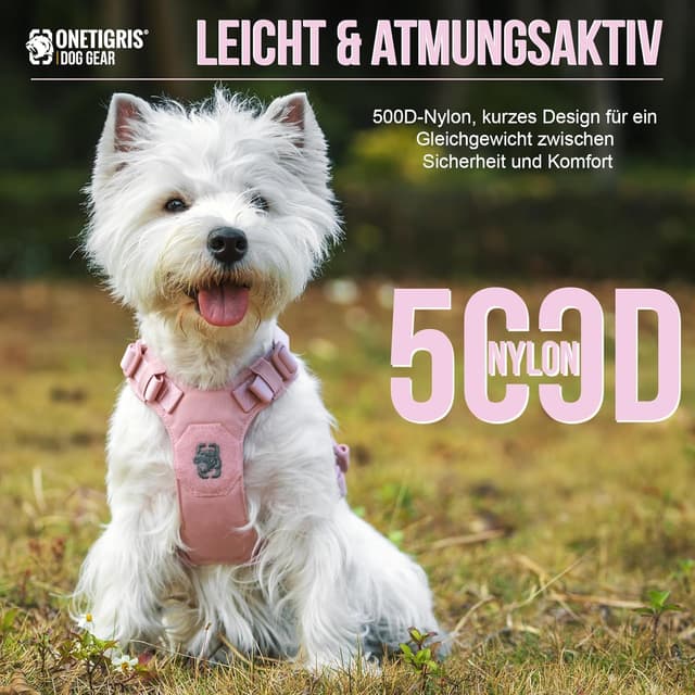 Detalle 2 de OneTigris Harnais pour petit chien avec laisse 150 cm – Mini Trooper rose, taille XS