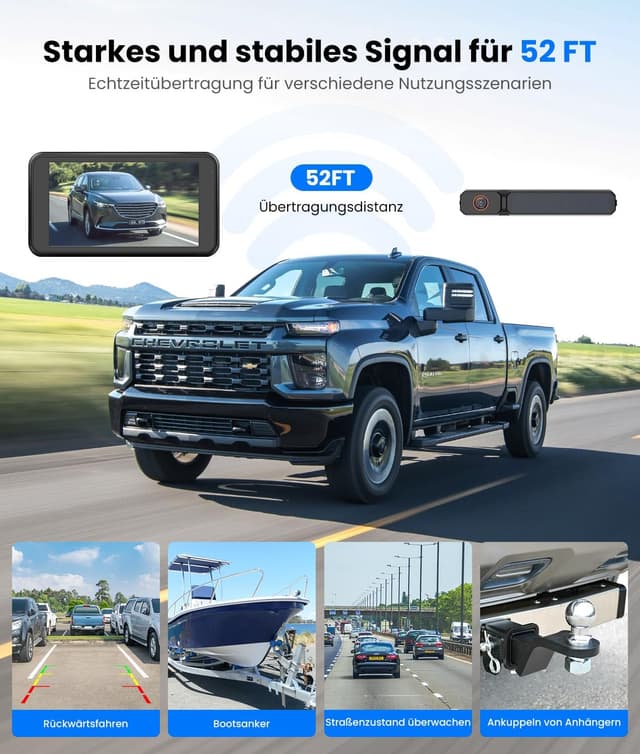 Thumbnail 5 de AUTO-VOX Solar Rückfahrkamera Kabellos 5 Zoll Monitor