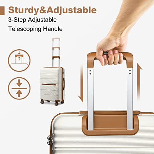 Detalle de British Traveller maleta de viaje grande rígida de PP con cerradura TSA y cabina (76 cm) en blanco