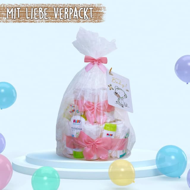 Detalle 2 de Milaboo MilaBoo Windeltorte für Mädchen, 2-stöckig (31-teilig) mit HIPP Premiumprodukten in Rosa