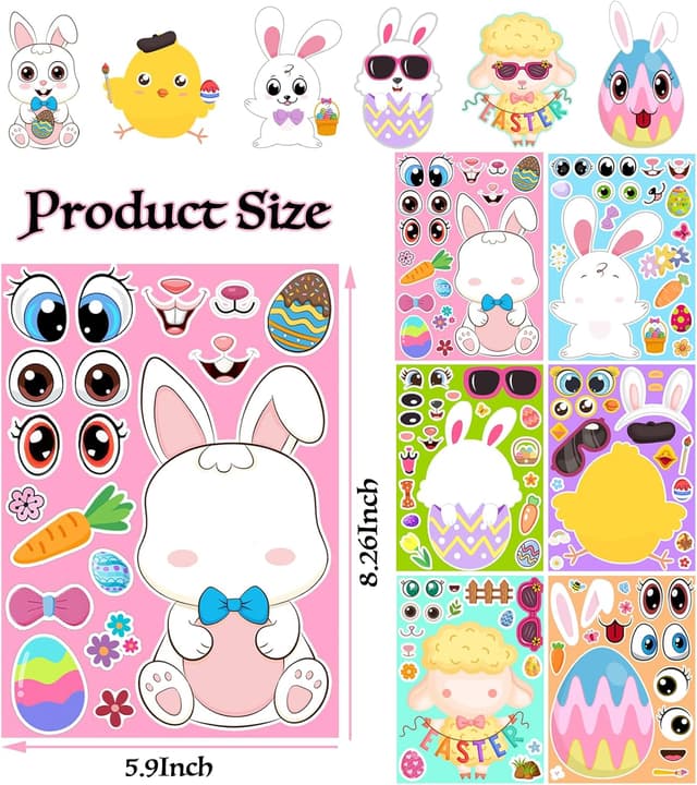 Thumbnail 2 de Easter Stickers DIY 24 Sheets
