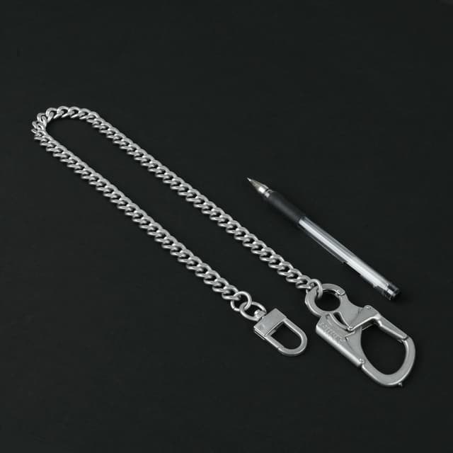 Detalle de Ahiller Geldbörsenkette mit Verschluss im Doppelschloss-Design (Wolframstahl-Kegelkopf) – Heavy-Duty für Herren