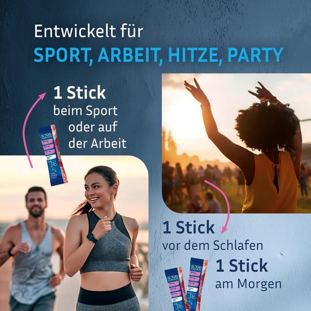 Detalle 2 de GOOD Hydration® Rehydration Booster Grapefruit Elektrolyt-Pulver (1.450 mg) ohne Zucker – 24 Sticks