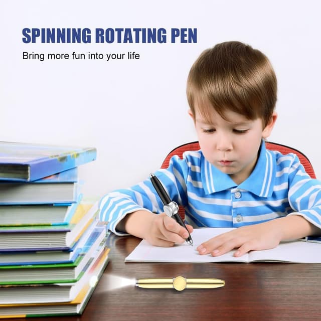 Detalle de AUAUY 2PCS Spinning Pen with LED Light (Black & Gold) – rotating fidget ballpoint pens