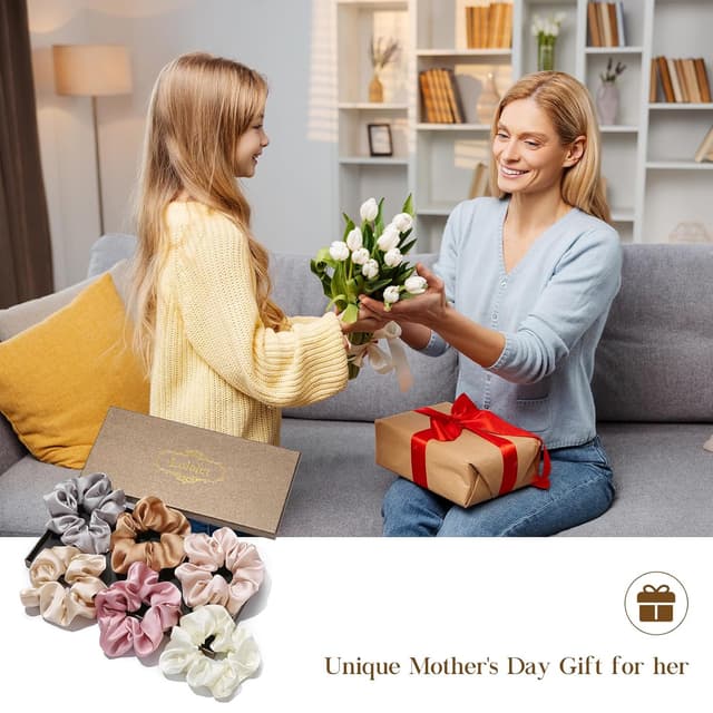 Detalle de (6 Stück) Lolalet Seide-Scrunchies/Satin-Haargummis in 6 Farben – weich elastisch für Damen & Mädchen