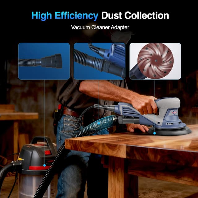 Detalle de HeroJet Brushless Random Orbital Sander with 150mm/125mm Plates, 7 Speed Control and BrakeSnap stopping