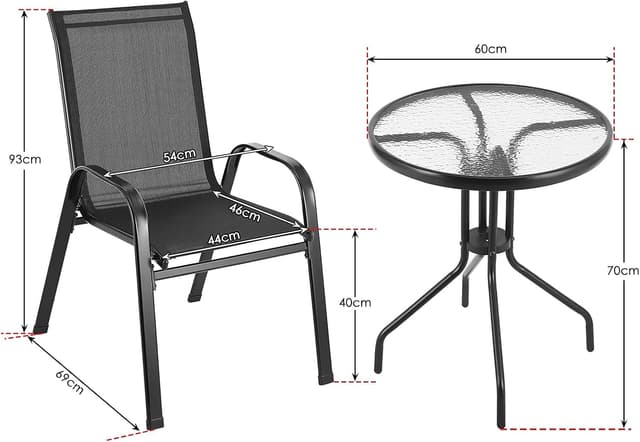 Detalle de Clevich 3-piece patio bistro set, 2 sq m