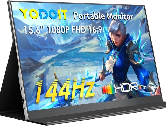 Detalle de Yodoit Monitor Portatile 144Hz da 15,6" FHD IPS con Smart Cover e USB Type-C