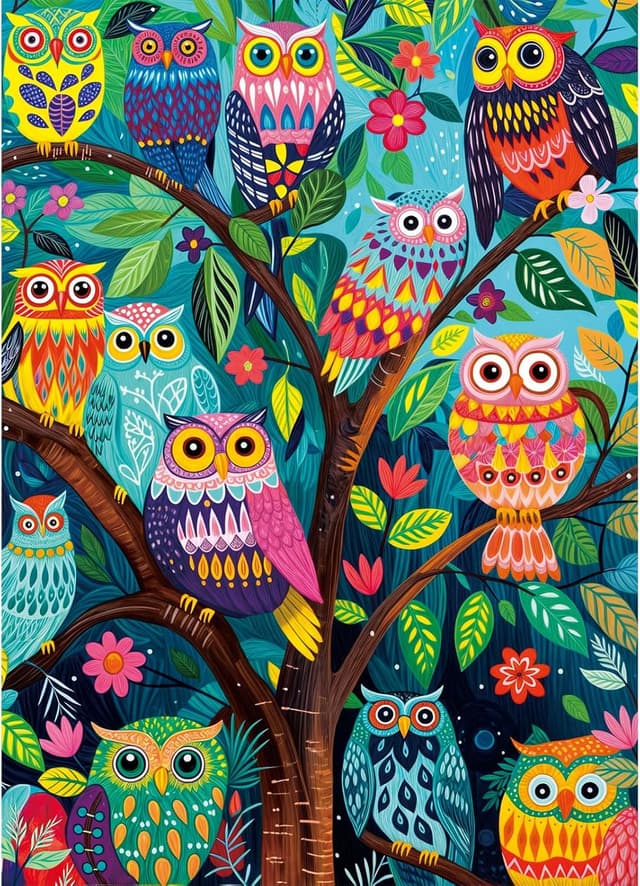 Detalle de 1000-Teile Puzzle „Nacht der Eulen“ für Erwachsene & Familie (70 x 50 cm)